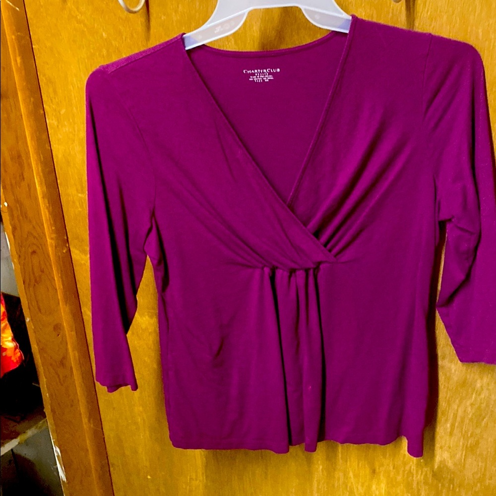 3/$15  Charter Club Women's Purple Wrap Top